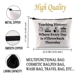 JXGZSO Teacher Appreciation Cosmetic Bag History Makeup Bag History Teacher Gift (Throwback Thursday Bag)