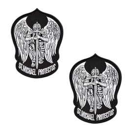 Pack of 2 St. Michael Protect US Patches with Closure Military Patches Ribbons Embroidery Badge for Clothing Bags Backpack Uniform Vest Dog Harness Military Tactical Outdoor Jersey