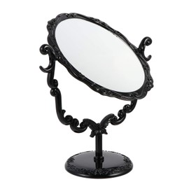 SHERCHPRY Espejo de afeitado, espejo de maquillaje clásico, espejo giratorio de computadora, espejo cosmético giratorio retro para baño, recámara (negro)