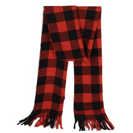 White Fang MA137 Plaid Scarf, Stole, Red, Brown, Thermal, Moisturizing, Soft, Men's, Women's,, red