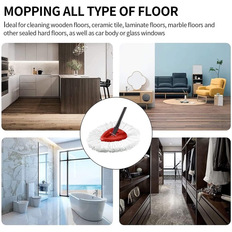 6 Pack Spin Mop Replacement Head with 1 Rotating Mop