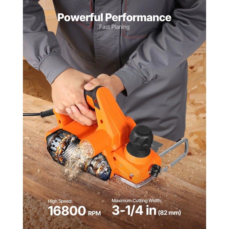 Electric 3-1/4-Inch Cut Width Handheld Wood Planer 7-Amp 16800 RPM