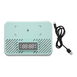 Wireless Charging Station 15W 3 in 1 Wireless Phone Charger with Bluetooth Speaker Digital Alarm Clock Blue