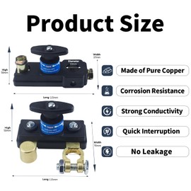Battery Disconnect Switches 12V/24V, Heavy Duty Battery Shut Off Switch, Quick Disconnect Battery Cut Off Universal Switch for Automotive, Rv and Boat(2 Pack)