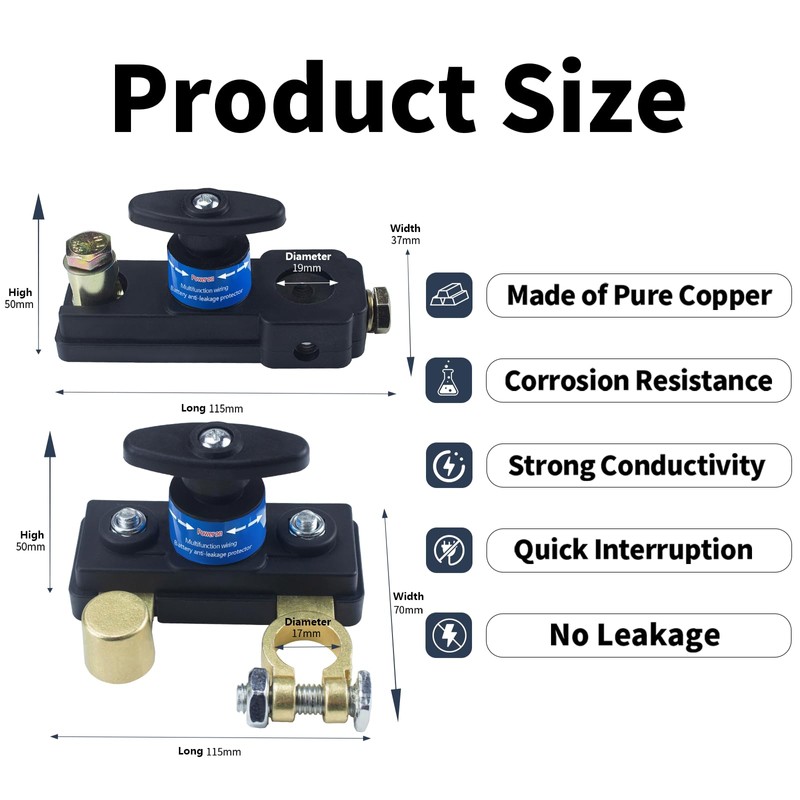 Battery Disconnect Switches 12V/24V, Heavy Duty Battery Shut Off Switch,