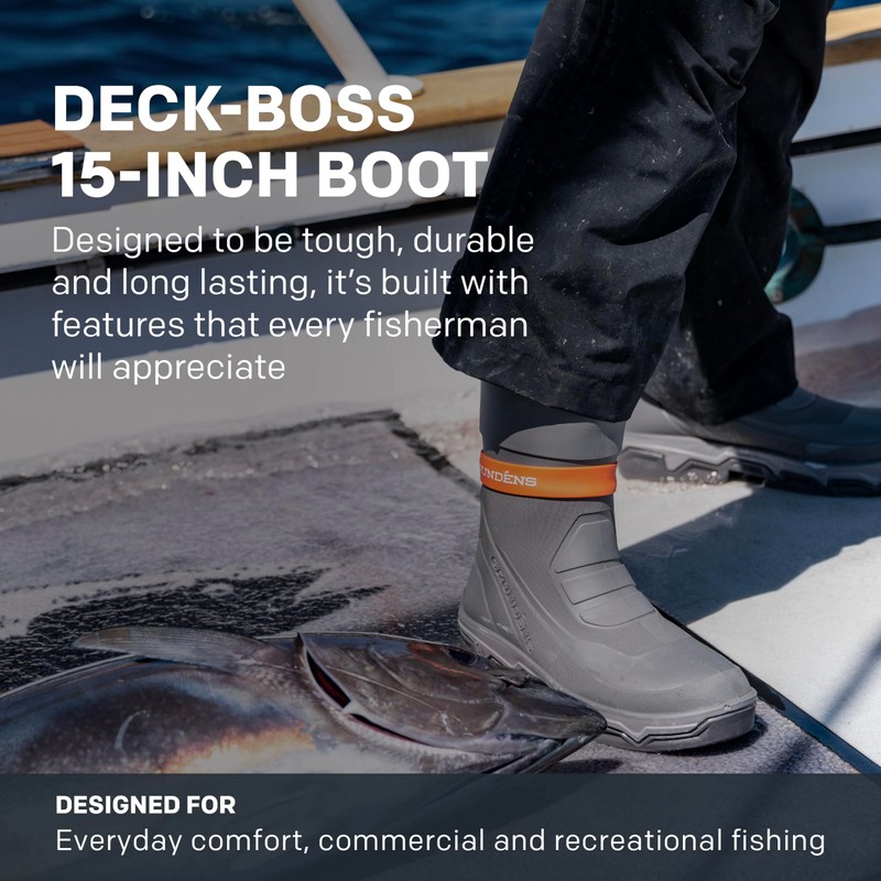 Grundens DECK-BOSS Boot | Durable, Waterproof, Grey, M 15