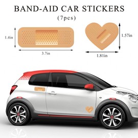 Yourkar Car Bandage Decal, Funny Cute Auto Cartoon Bandage Stickers with 2 Shapes, Waterproof Decorative Band-Aid Sticker Universal for Most Vehicles, Car Accessories for Decor (Yellow, Heart)