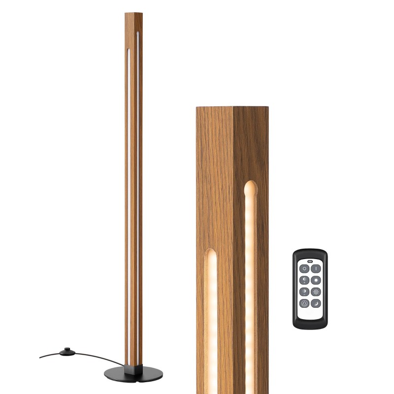 DEWENWILS EDISHINE Wood Floor Lamp, Upgraded Dual-Sided Lighting,7CCT&