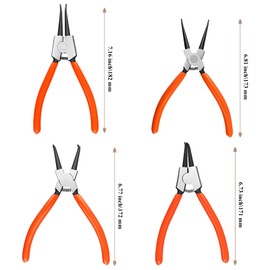 JIAYUET 4 Piece 7 Inch Snap Ring Pliers Set,Internal External Circlip Pliers, Ring Remover Retaining Tool