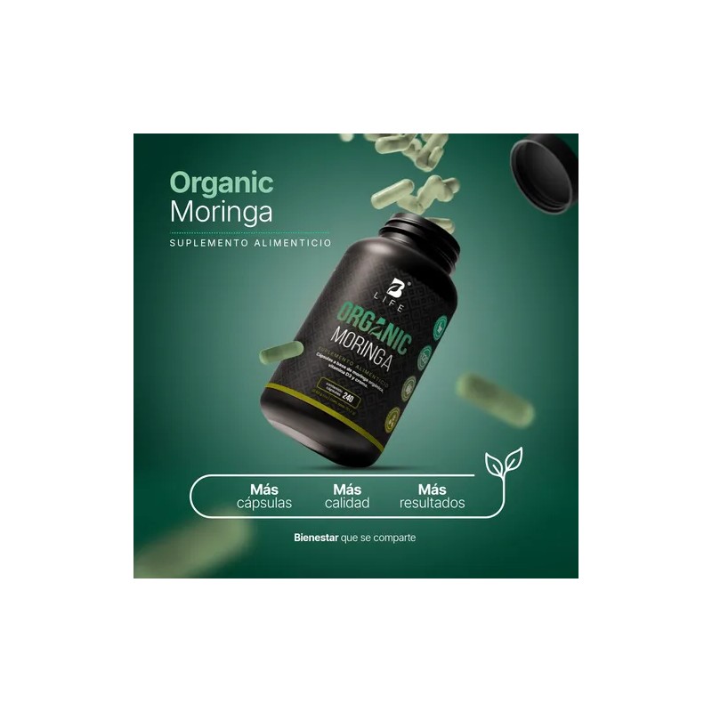 Moringa Orgánica Con Vitamina D3 Y Cromo 240 Cápsulas B