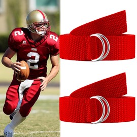 Seematn Web Football Belt 52 Inches Football Pants Belt D Ring Belts for Men Women Youth Boys Kids Girls(Red,8 Pcs)
