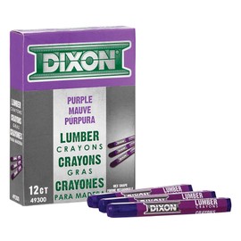Dixon Industrial Lumber Marking Crayons, 4.5" x 1/2" Hex, Purple, 12-Pack (49300)