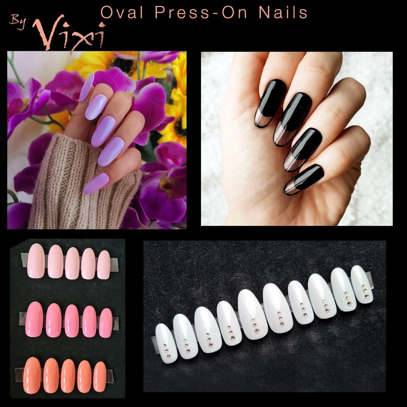 By Vixi 600 Long Oval Nails with Preparation File, 10