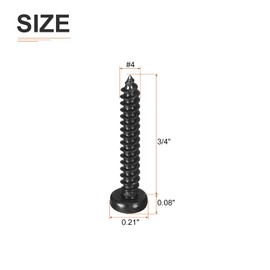DTGN #4x3/4" Phillips Pan Head Self-Tapping Screw - 25Pack - Black Oxide 304 Stainless Steel Sheet Metal Screws Wood Screws
