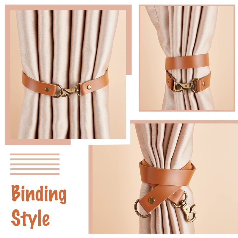 GORGECRAFT 2 Pack Leather Curtain Tiebacks European Style Custom Made