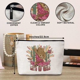 Eyouyeqi Western Makeup Bag, Let's Go Girls Cosmetic Bags, Cowgirl Makeup Zipper Pouch Bag, Western Cowgirl Hat Boots Disco Ball Cosmetic Pouch Gifts, Birthday Gift For Women Girls, 29