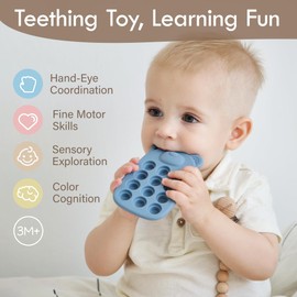 Moonkie Silicone Press Phone Teething Toy for Baby 3 Months+ | Soft BPA-Free Teether with Icon & Number Pop Bubbles | Ideal Gift for Baby Boys