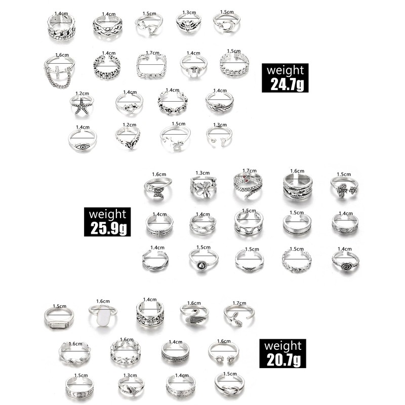 Acruccen 46 Pcs Toe Rings for Women Adjustable Vintage Bohemian
