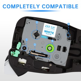 Unismar Compatible for Brother TZe-233 TZe233 TZ233 Label Tape for PT-H110 PT-D210 PT-D600 PTD400AD PT-H200BP PT-1280 Label Maker, 1/2in x 26.2ft Blue on White, 3-Pack