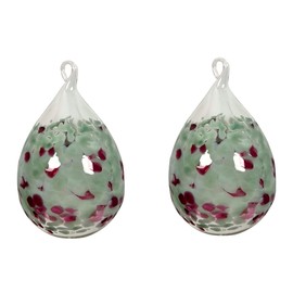 Lauschaer Glas Glass Easter Eggs with Granules, Various Sizes and Sets Mouth-Blown Hand-Shaped (2, Opal Grey with Ruby Red)