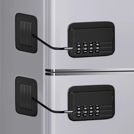 2 Pack Refrigerator Lock, Cabinet Locks, Child Safety Cabinet Locks, with Combination Fridge Lock, for Fridge, Cabinets, Window, Drawers, Adhesive Installation, No Drilling Required(Black)