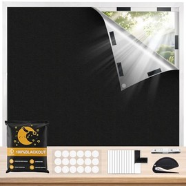 Window Blackout 100% Opaque, 420D Oxford Blackout Roller Blind, No Drilling Required, for Skylights, Bedroom, Baby Room & Living Room, Heat Insulating & Energy Efficient, 200 x 145 cm