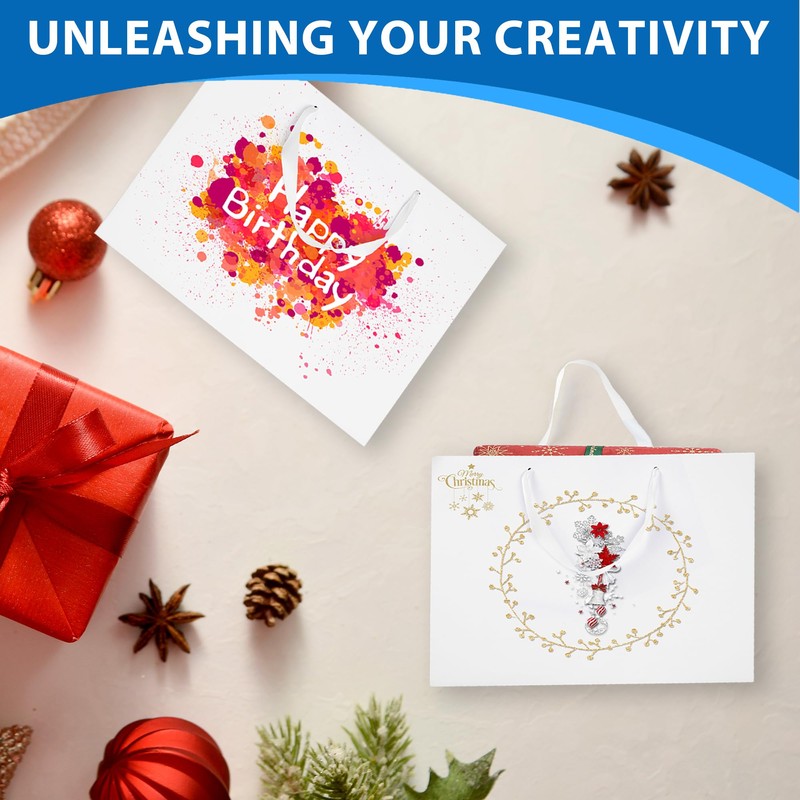 Argivean Argivean White Gift Bags With Handles: 6pcs Medium Large