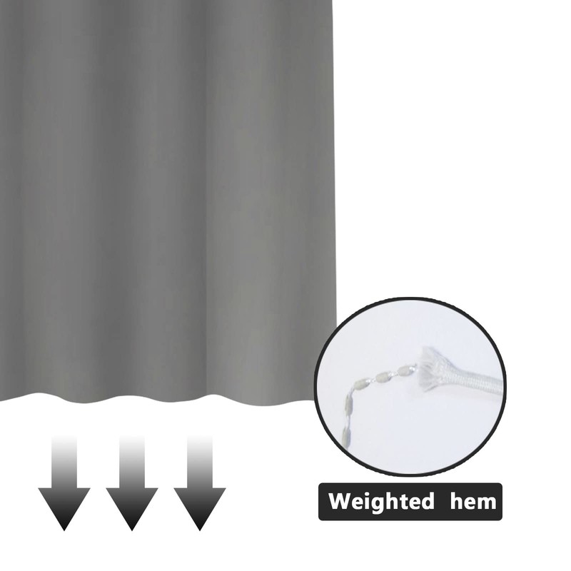 YISURE Shower Curtain 240 x 200 cm Light Grey Textile