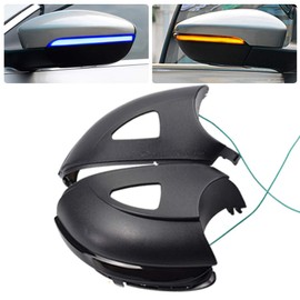 Hacreyatu Sequential Led Side Mirror Turn Signal Light Indicator Smoked Lens (L&R) For VW Golf 6 MK6/ Golf G-TI 6 /R20 2008-2012 (blue+yellow(with holes))