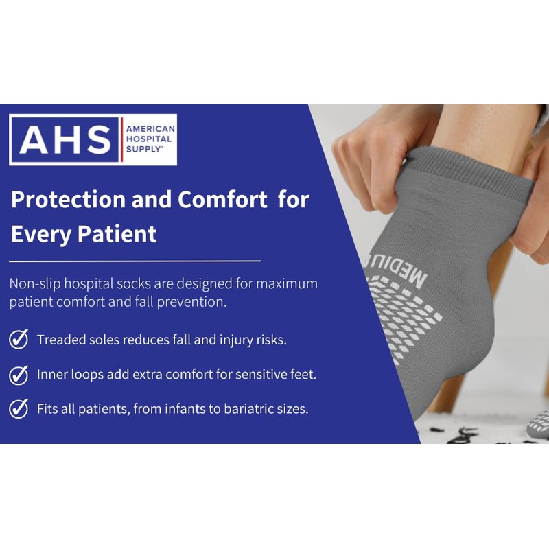 AMERICAN HOSPITAL SUPPLY Non-Slip Hospital Socks, Anti-Skid, Anti-Slip Gripper Socks