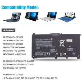 HT03XL Battery for HP Pavilion 14 14-CE 14-CF 14-CM 14M-DH 14-DQ 14-FQ:14m-dh1003dx 14-dq0040nr 14-cf2112wm cf1015cl 15-CW 15-DA 15-DB 15-DW 15-EF 17-BY 17-CA HSTNN-DB8R DB8S IB80 IB8O LB8L LB8M UB7J