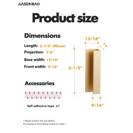 JIASENBAO 10 Pack Adhesive Cabinet Handles Gold 3-9/16" Length(Cover 3" Hole Center) Finger Pulls Stick on Cabinet Pulls Decorative Kitchen Drawer Dresser Cupboard Bathroom Vanity Cabinet Hardware