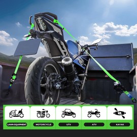 Autofonder Retractable Ratchet Straps with Soft Loops(4 Pack)-(1,500lb Break Strength) -1 Inch x 12 Feet Heavy Duty Auto Self Retracting Tie Down Strap for Truck, Cargo Trailer, Motorcycle, Rad & More