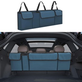 Tioollev Car Trunk Organizer, Backseat Hanging Large Storage with Adjustable Straps,Waterproof PVC Collapsible Cargo Bag, Car Interior Accessories for Auto SUV MPV (Blue)