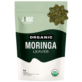 J MAC BOTANICALS Organic Moringa Leaves, malunggay leaf, Whole Green Moringa Oleifera Leaf Tea