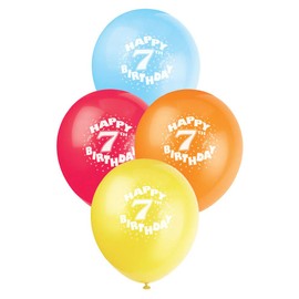 12" Latex Happy 7th Birthday Balloons, 6ct