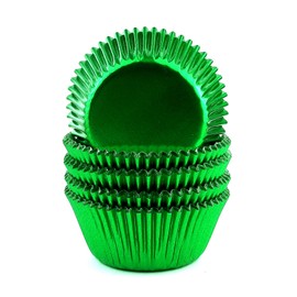 Foil Cupcake Liners, Baking Cups Standard Muffin Wrappers for Party, 100 Pack (Green)