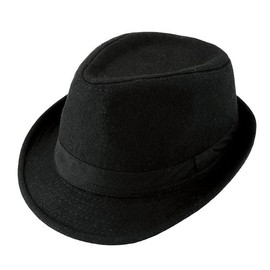 CHIC DIARY Trilby Hats for Men Short Brim Gentleman Jazz Hat Unisex Black Vintage Cotton Blended Fedora Cap Winter Gangster Hat for Party Outdoor (Black)