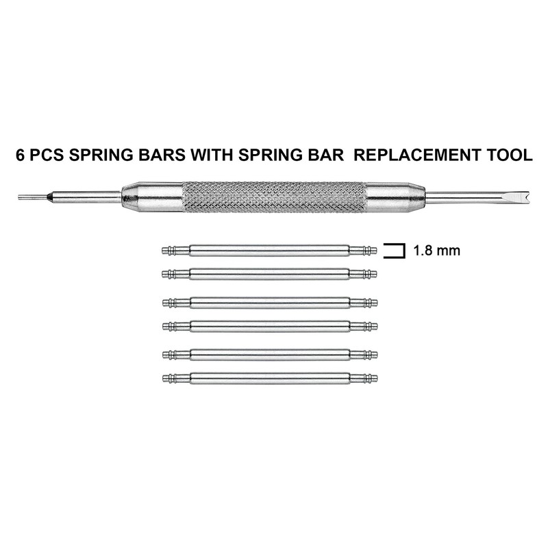 Alpine 6 pcs Stainless Steel Spring Bars with Spring Bar