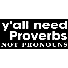 Y'all Need Proverbs Not Pronouns Black & White Vinyl Decal Bumper Sticker