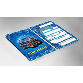 JuNa-Experten 8 Invitation Cards Children's Birthday Party Adults Boys Boys Monster Truck/Car/Invitation for Birthday