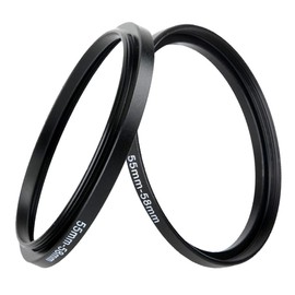 Step Up Ring 55-58mm (55mm Lens to 58mm Filter, Bonnet, Lens Converter and Other Accessories) (2 Packs) Fire Rock 55-58 Aerometal Camera Lens Filter Adapter Ring