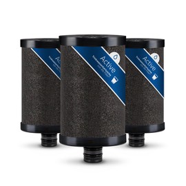 Alb Filter Active Replacement Cartridge, Pack of 3, Drinking Water Filter, Reduces Harmful Substances, Microplastic, Chlorine, Lead, Pesticides, Made in Germany