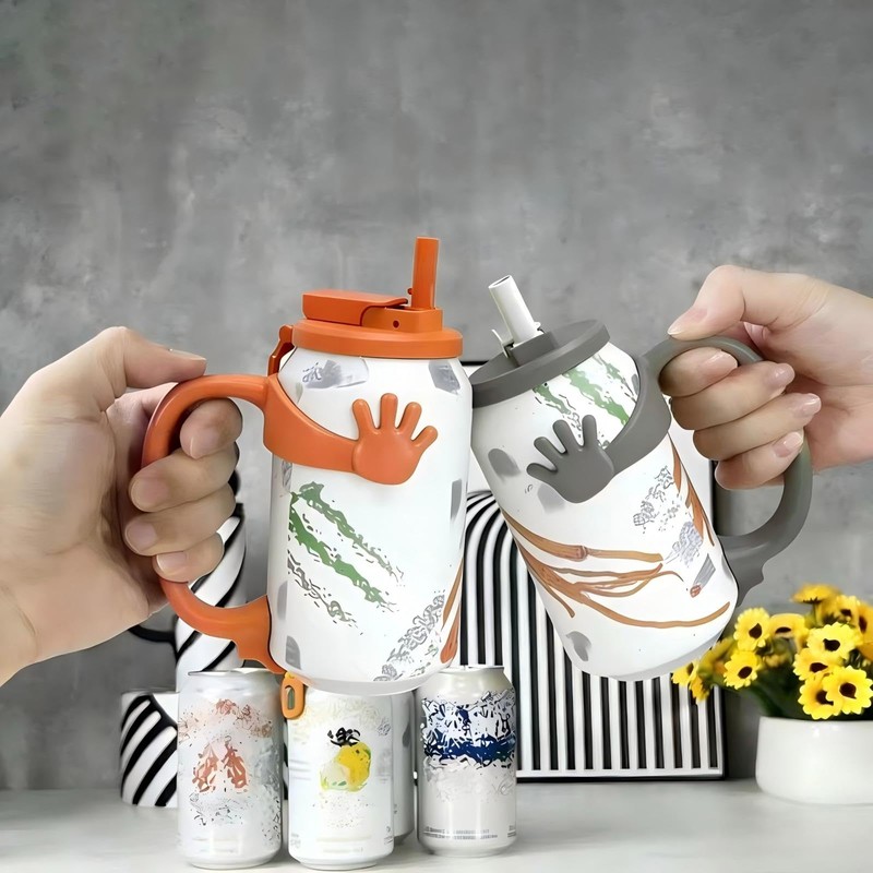 Soda Can Holder Set of 2, Gray & Orange, 12-Oz