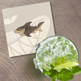Unbranded Shark Smile Animal 4'' X 4'' Square Wooden Coaster