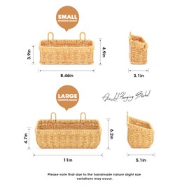 AceList Wall Hanging Basket, Boho Style Hand-Woven Hanging Storage Baskets - Set of 2, Ideal for Boho Room Decor, Kitchen, Garden, and Living Room