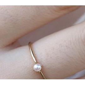 Sdouefos Pearl Ring for Women Gold Tone Plated Stackable Ring Tiny Fresh Pearl Stackable Finger Rings CZ Crystal Fashion Engagement Wedding Jewelry (7)