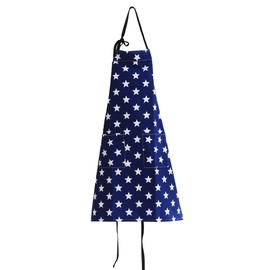 Juliyeh Women's Star Pattern Cotton Cloth Apron Adjustable Halter with Two Pockets Apron Kitchen, Cooking, Grilling and Baking Apron (Navy, One Size)