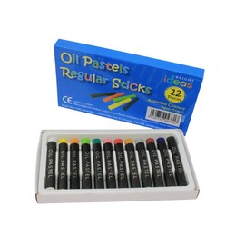 Bright Ideas Regular Oil Pastels - 12 Pack of Assorted Colours Oil Pastels Crayons - Intense Bright Colours - Perfect Oil Pastels for Kids, Artists and Students