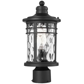 NAXTTII Outdoor Post Lighting Fixtures Pole Lantern Waterproof Aluminum Housing with Water Ripple Glass 16.5 Inch Height Large Size Pillar Light Outdoor for Garden Patio Pathway E26 Socket